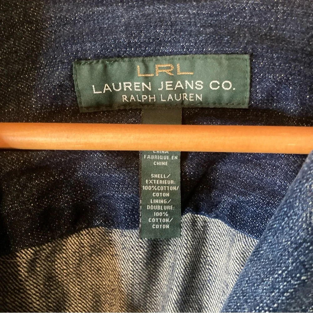 Lauren Ralph Lauren VTGE‎ Y2K Size Medium Denim Belted Blazer Jacket Button - Picture 4 of 15